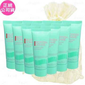 BIOTHERM 碧兒泉 男仕活泉多水潔面露(40ml)*10旅行袋組(公司貨)