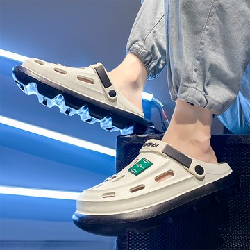 【現貨免運】超夯透氣防滑洞洞男拖 韓版輕量軟彈減震套腳涼鞋 快速出貨CP值必買