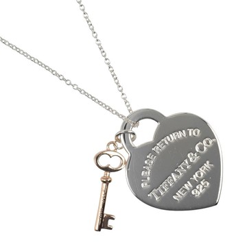 【日本直送】蒂芙尼 項鍊 Return to Tiffany 愛心鑰匙 銀 925 K18PG 玫瑰金 約 7g 【二手】A級
