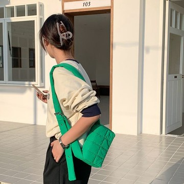 【MasCool 】 618年中慶限定 格紋包  斜背包 枕頭包 肩背包 側背包 海綿 編織 小包 斜跨包