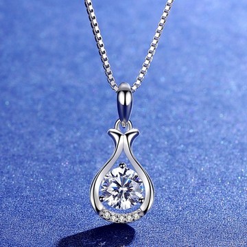 [米蘭精品] 莫桑鑽項鍊925純銀吊墜-1ct水滴優雅鎖骨鍊聖誕節情人節生日禮物女飾品2色73yk85