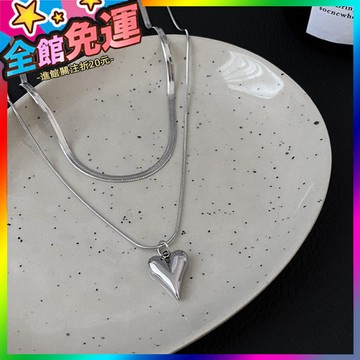 🌸台灣出貨🌸 雙層疊戴愛心項鏈女設計新款冷淡ins高級感小衆百搭氣質鎖骨鏈潮 🥇滿額免運🥇X370-11-A