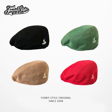 Funkystyle高街頭薄款INS風嘻哈日系百搭男女網眼貝雷帽透氣復古