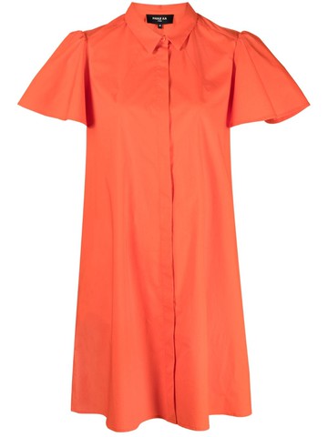 Paule Ka - cotton-blend flounced-sleeves shirt dress - women - Cotton/Elastane - 42 - Orange