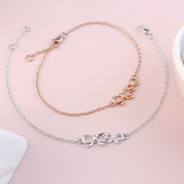 蝴蝶結手鍊．925純銀｜客製刻字