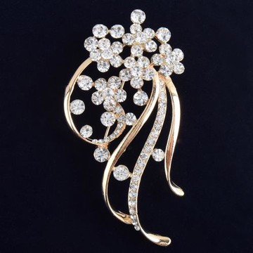 【ANGEL】少女秀髮水鑽精品胸針別針兩用(金色)