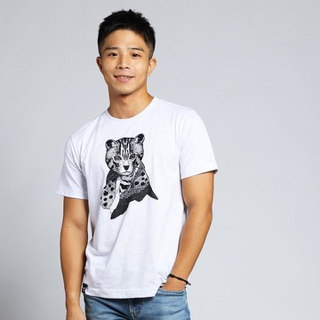 【森林動物系列】友誼石虎植絨中性T(麻花白色)