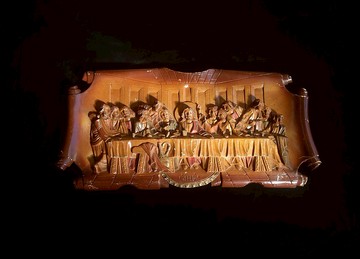 【老時光 OLD-TIME】早期歐洲實木手工雕刻最後的晚餐壁飾掛飾