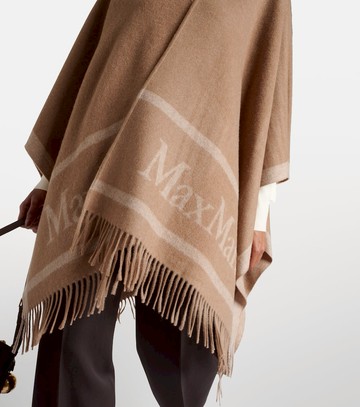 Max Mara Logo jacquard wool poncho