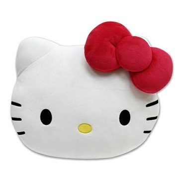權世界@汽車用品 Hello Kitty 經典絨毛系列 頭型舒適抱枕 午安枕 腰靠墊 PKTD017W-10