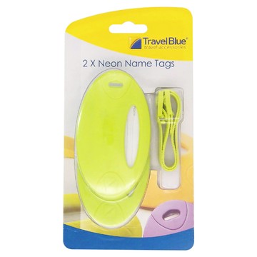 Travel Blue 英國藍旅 螢光姓名掛牌 2入 行李牌  6 x 10 x 0.5cm  綠色