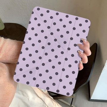 卡通棕紫波點平板保護套iPad 10/11/12代/Air4/5/6/8/10.