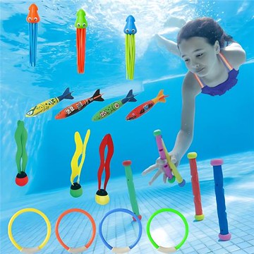 兒童水下沉底魚雷海草互動玩具小孩水底訓練憋氣游泳潛水棒潛水環