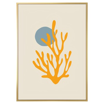 Boluo 菠蘿選畫所 珊瑚 蓼藍月色 掛畫 40 x 30cm 畫框 北歐風 幾何圖形  金色