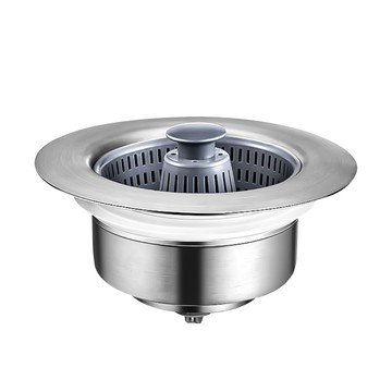 水槽彈跳過濾器 3入 Set 不鏽鋼ABS矽膠 尺寸 7cm*7cm*11cm 重量77g  銀色  1組