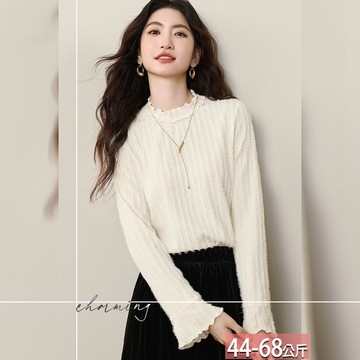 木耳雲柔緹花純色上衣 M-2XL【276465X】【現+預】☆流行前線☆