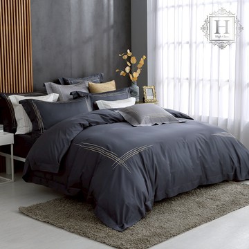 HOYA H Series 500織康納理維刺繡匹馬棉薄被套床包組｜梵星藍｜(雙人/加大/特大)