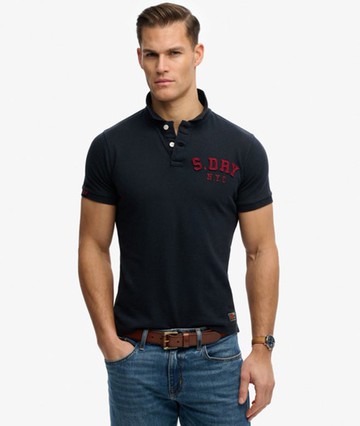 Superdry Men's Vintage Athletic Polo Shirt Navy Size: M