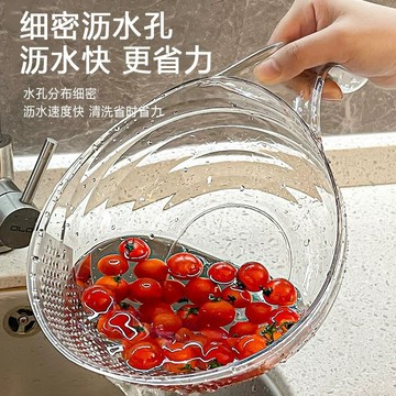 ✨廚房必備✨食品級 透明瀝水籃 細密濾孔 洗菜籃 洗菜盆 水果籃 收納籃 水果盆 瀝水盆 濾水籃 蔬果盆  淘米盆