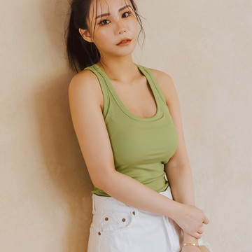 有感衣 彈力螺紋工背長版BRA TOP A205 (蘋果綠)