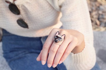 Dalah , Siamese Cat 黃銅戒指