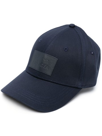 Tommy Hilfiger - logo-appliquè organic cotton cap - women - Calf Leather/Organic Cotton - One Size - Blue