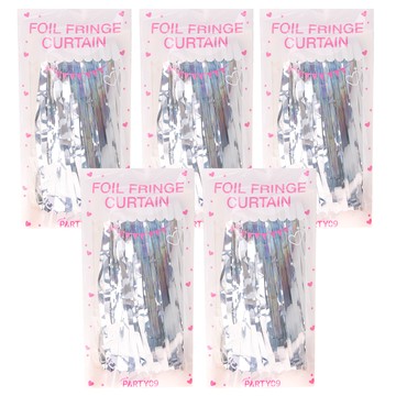 LIVINGDA 派對裝飾 銀箔流蘇窗簾 5入  5包  鐳射銀色