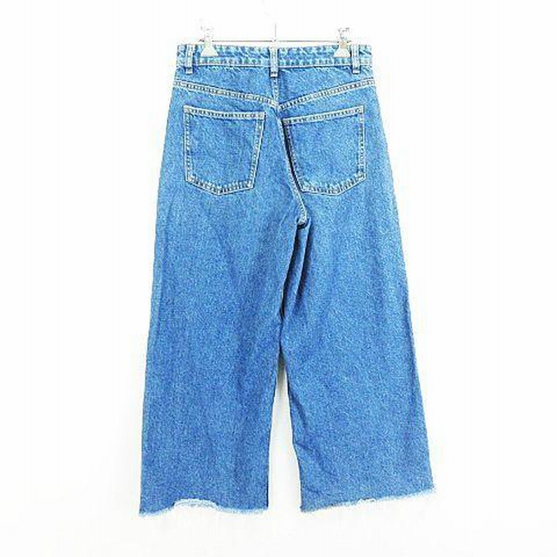 ザラ ZARA ワイドパンツ ボトムス デニム ロング丈 カットオフ EUR 36 USA インディゴ ※EKM レディース 通販 LINEポイント最大0.5%GET LINEショッピング ZARA★ウィメンズパンツ