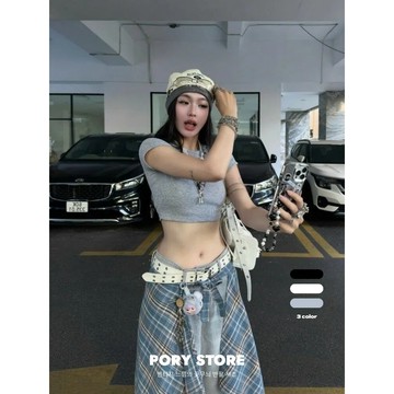 【PORY STORE】獨家！素面修身圓領短袖上衣 女裝 顯瘦上衣 短t 短版上衣 素T