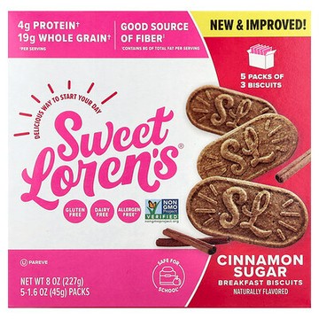 Sweet Loren's, Breakfast Biscuits, Cinnamon Sugar, 5 Packs, 1.6 oz (45 g) Each