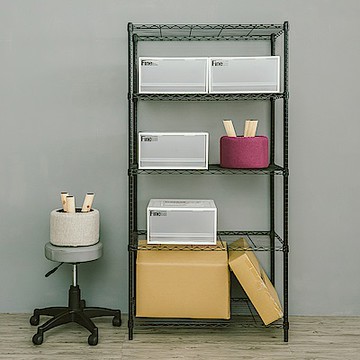 dayneeds 輕型 90x45x180cm五層鐵架(烤漆黑) 波浪架/收納架/置物架