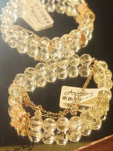 彌雅手作丨璀璨虹光丨天然金錢豐盛生命之火黃水晶手串原創設計