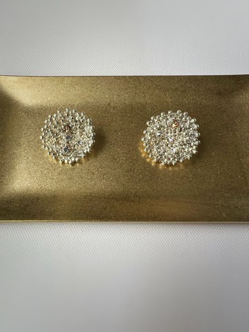 大月亮手工編織珠耳環-銀-現貨