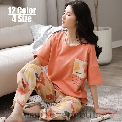 Lingerie パジャマ ルームウェア レディース 綿 夏用 七分丈 ズボン 花柄 半袖 カーディガン 女性 部屋着 寝巻き ランジェリー パジャマ韓国風 通販 Lineポイント最大get Lineショッピング