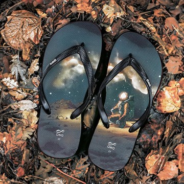 男款文創插圖夾腳拖鞋 防滑防水人字涼拖鞋 大衛君 -小宇宙-