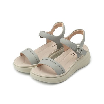 LUZZI 橫帶銀釦涼鞋 灰 女鞋