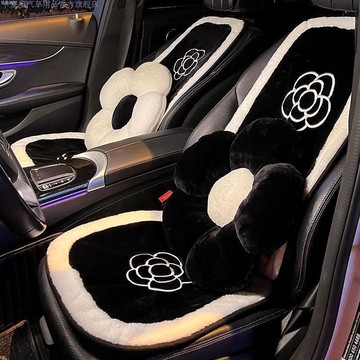 汽車坐墊冬季毛絨山茶花女神加熱單片后排座墊車載四季通用車墊女