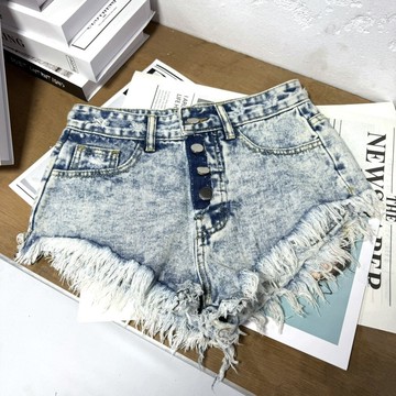 短褲 ✨美式破洞低腰牛仔短褲寬鬆闊腿A字短褲女生夏天穿搭牛仔熱褲大尺碼短褲 10131