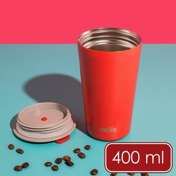 《La Cafetiere》英國 Pavia不鏽鋼隨行保溫杯-殷紅400ml-- 保溫瓶 保冷保冰杯 直飲杯 環保杯 便攜杯 咖啡杯 隨行杯