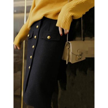 毛呢半身裙秋冬歐洲站2025新款小個子設計感冬天配毛衣高腰包臀裙