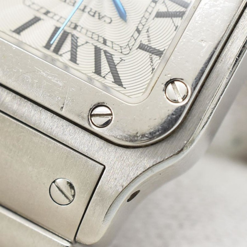 カルティエ CARTIER サントスガルベSM シルバーギョーシェ文字盤  