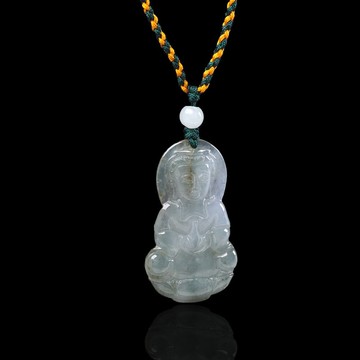 冰種飄綠翡翠觀音菩薩項鍊 | 天然緬甸玉翡翠A貨 | 送禮