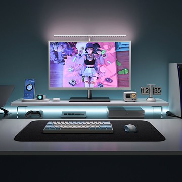 白色/黑色 60寬20cm 🔥筆電增高置物架🔥 亞克力懸浮感 桌上架 螢幕架 桌上收納 透明 底座增高