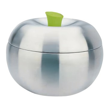 CLARE 316蘋果型雙層碗 附蓋  不鏽鋼色  1個