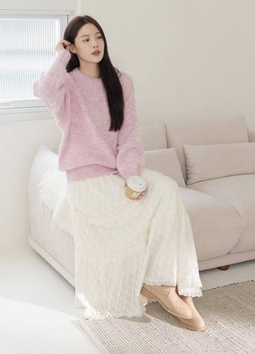 雪感混色圓領毛衣