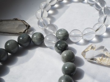 【陰陽調和・守護愛情】白水晶 × 灰藍兔毛 情侶對鏈