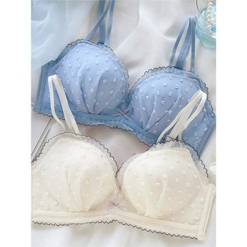 日系甜美內衣女小胸聚攏上托性感蕾絲無鋼圈收副乳防下垂文胸套裝