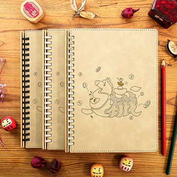 A5 抽取式仿皮革活頁筆記本-江雪。2026 馬上有錢-沙漠黃