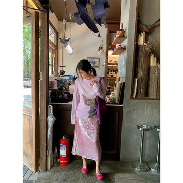 落落狷介 長袖上衣女2026年新款夏季冰絲防曬衣小個子寬松T恤紫色