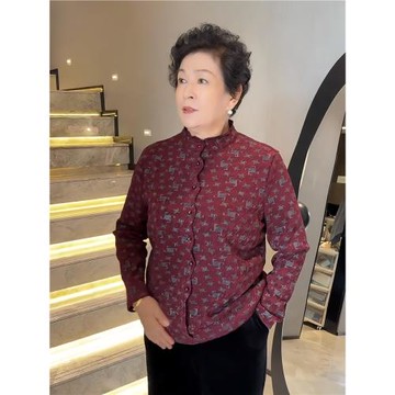 中老年時尚女裝秋冬新款媽媽打底衫加絨加厚上衣服洋氣質高貴小衫